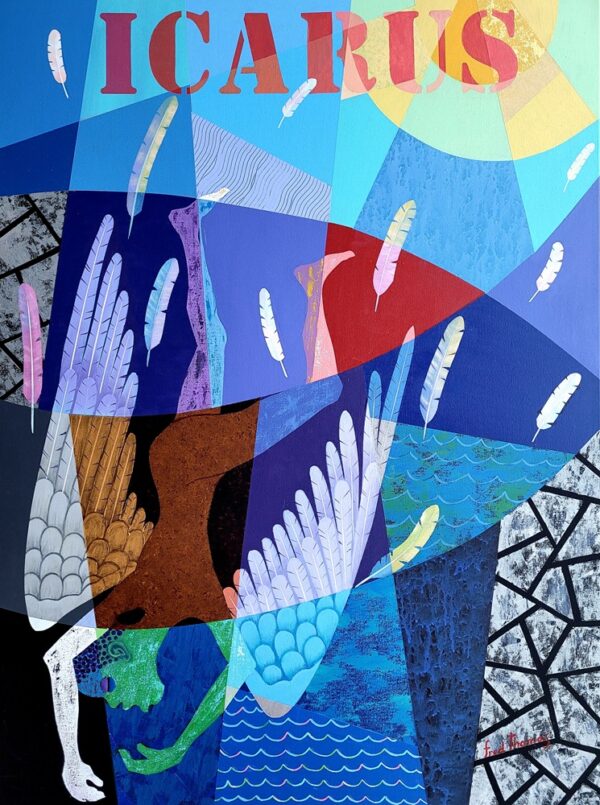 Black Icarus, Mixed media on canvas 48" X 36"