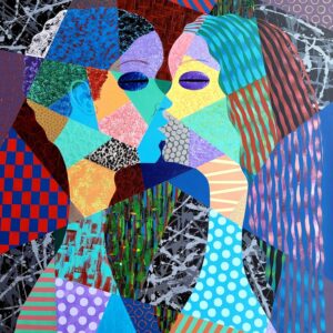 The Kiss #4 - Mixed media on canvas – 48″ X 36″